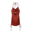 2025 Spring Slim Halter Drawstring Backless Hollowed-Out Women's Dress