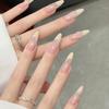 Elegant Long French Nail Stickers: Pearl Chain Design, 30 Pcs, High-End Summer Nails