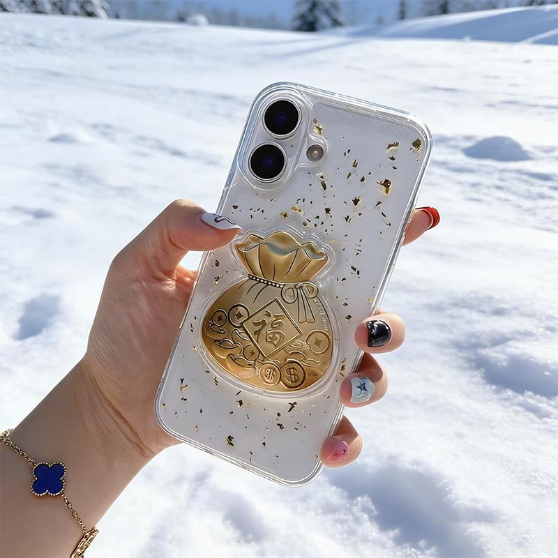 Langling Gold Foil Lucky Bag Transparent Anti-Fall iPhone Case