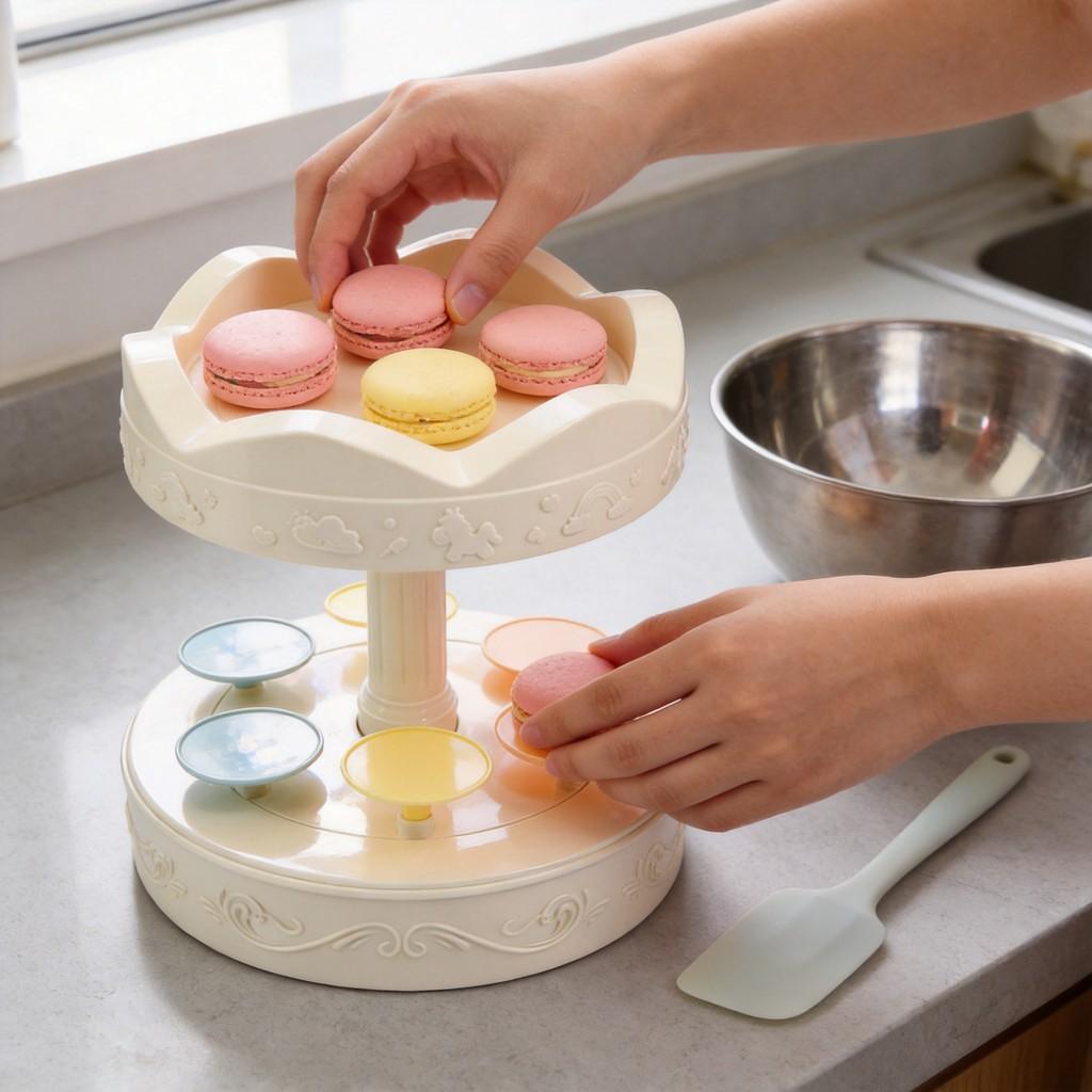 Nordic Style Dessert Carousel Display Stand With Rotating Platform For Celebrations