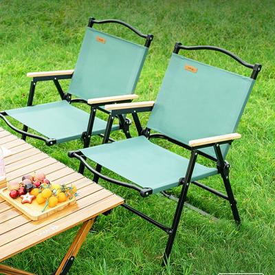 Silla Plegable Verde para Camping al Aire Libre en Verano, Estructura de Aluminio Negra, Portátil Ultraligera, Silla de Pesca, Silla de Playa para Barbacoa