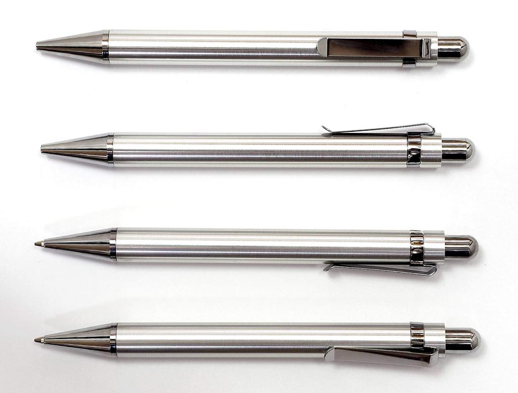 Slim Cowhide Pencil Case Black Metal Touch Stick Black and All Metal Sturdy Straight Knock Ballpoint Pen Set ASB-ALB-M11B