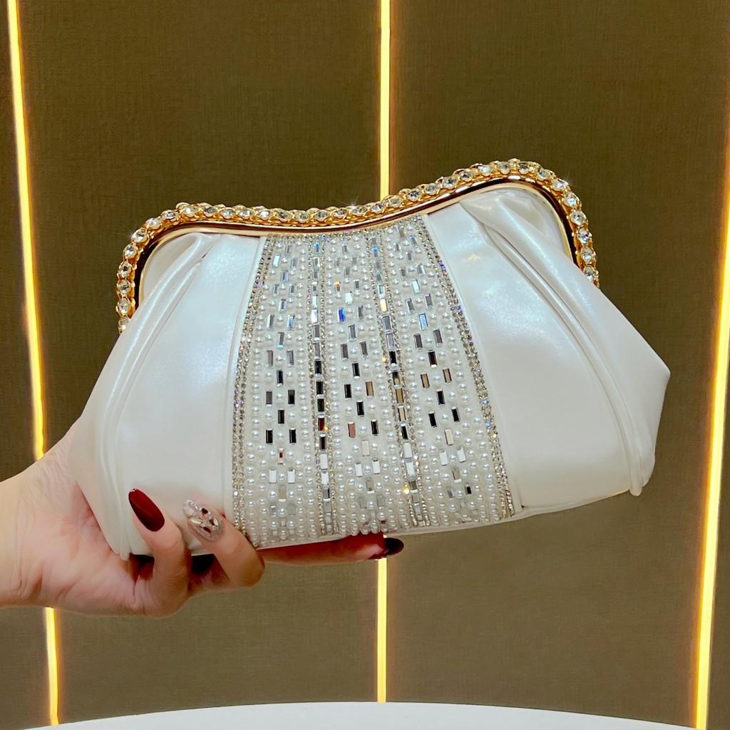 Bridal Sparkling Clutch Bag With Chain For Evening Events And Formal Parties