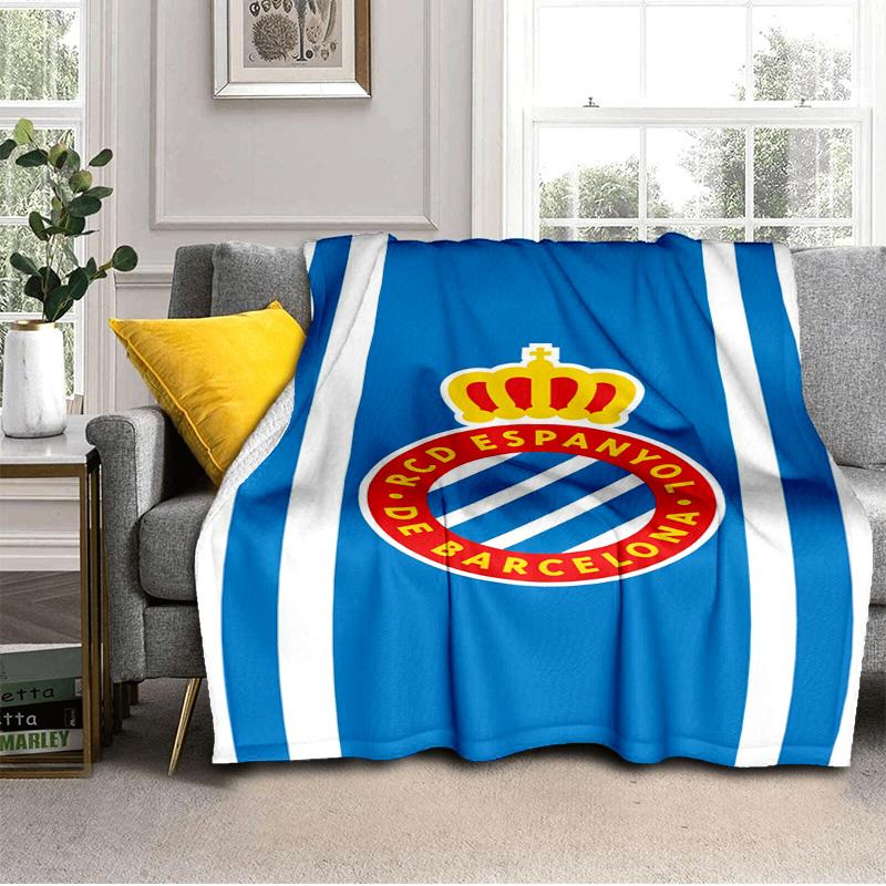 Real Sociedad Logo Ontwerp Deken Outdoor Flanellen Deken voor Kamperen, Wandelen, Tuinfeesten, Picknick Benodigdheden, cadeau voor familie en vrienden