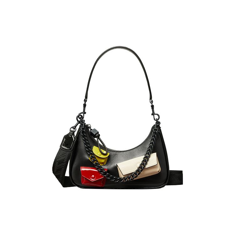 

Tory Burch Mercer 24 Zipper Closure Multi-Pocket Leather Crescent Tote Crossbody Shoulder Bag Women Bags Black 140546-001 Basic Set (Bag+Dust Bag)