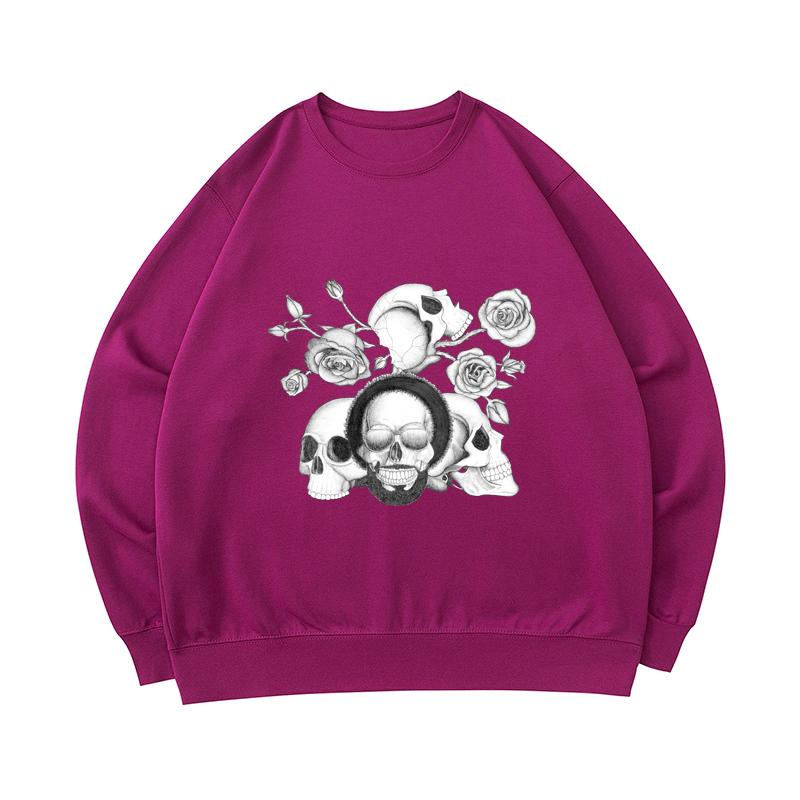 Men's 300 GSM 100% Cotton Sweatshirt Grunge Skulls And Roses Afro Skull ...