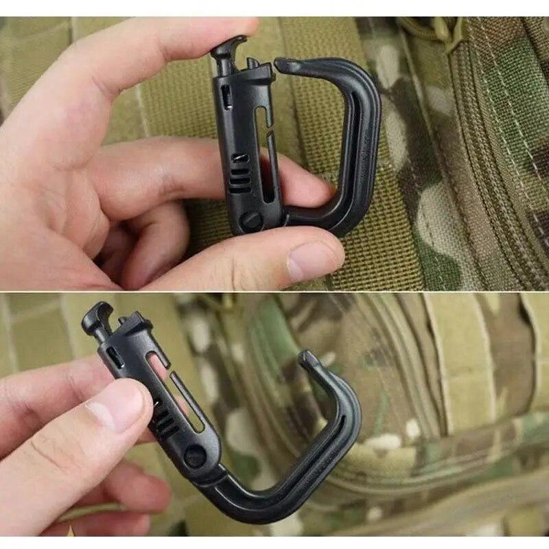 Outdoor GRIMLOC Molle Carabiner D Locking Ring Plastic Clip Snap Type Ring Buckle Carabiner Keychain ITW Fastener Bag Buckle