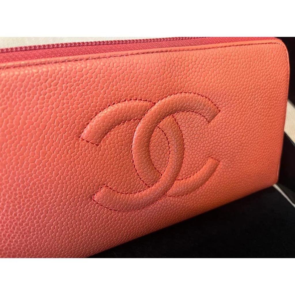 Used CHANEL Caviar Skin Round Zip Long Wallet