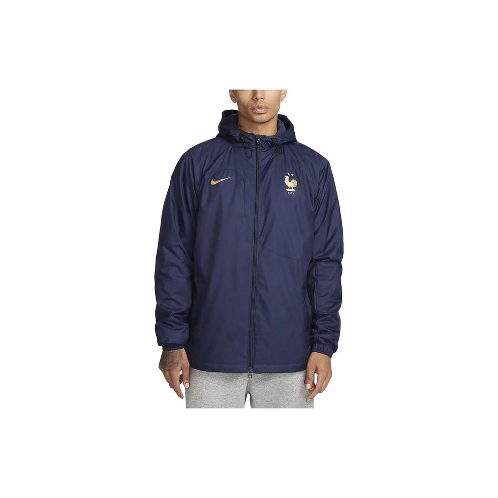 Nike Solid Color Zip-Up Hooded Jacket Men Outerwear Blue DH4698-410