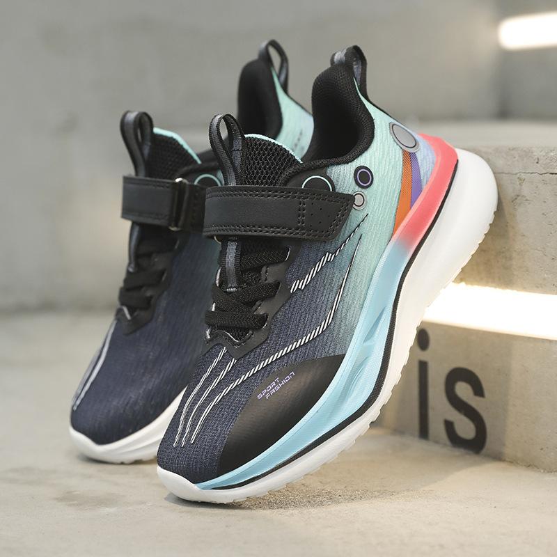 2025 Spring New Double Net Running Shoes Boys and Girls Children's Shoes Shock Absorption Rebound Breathable Physical Education Class Wear-resistan