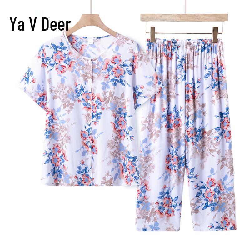 Yalu Women s Cotton Silk Summer Lounge Set B-2XL