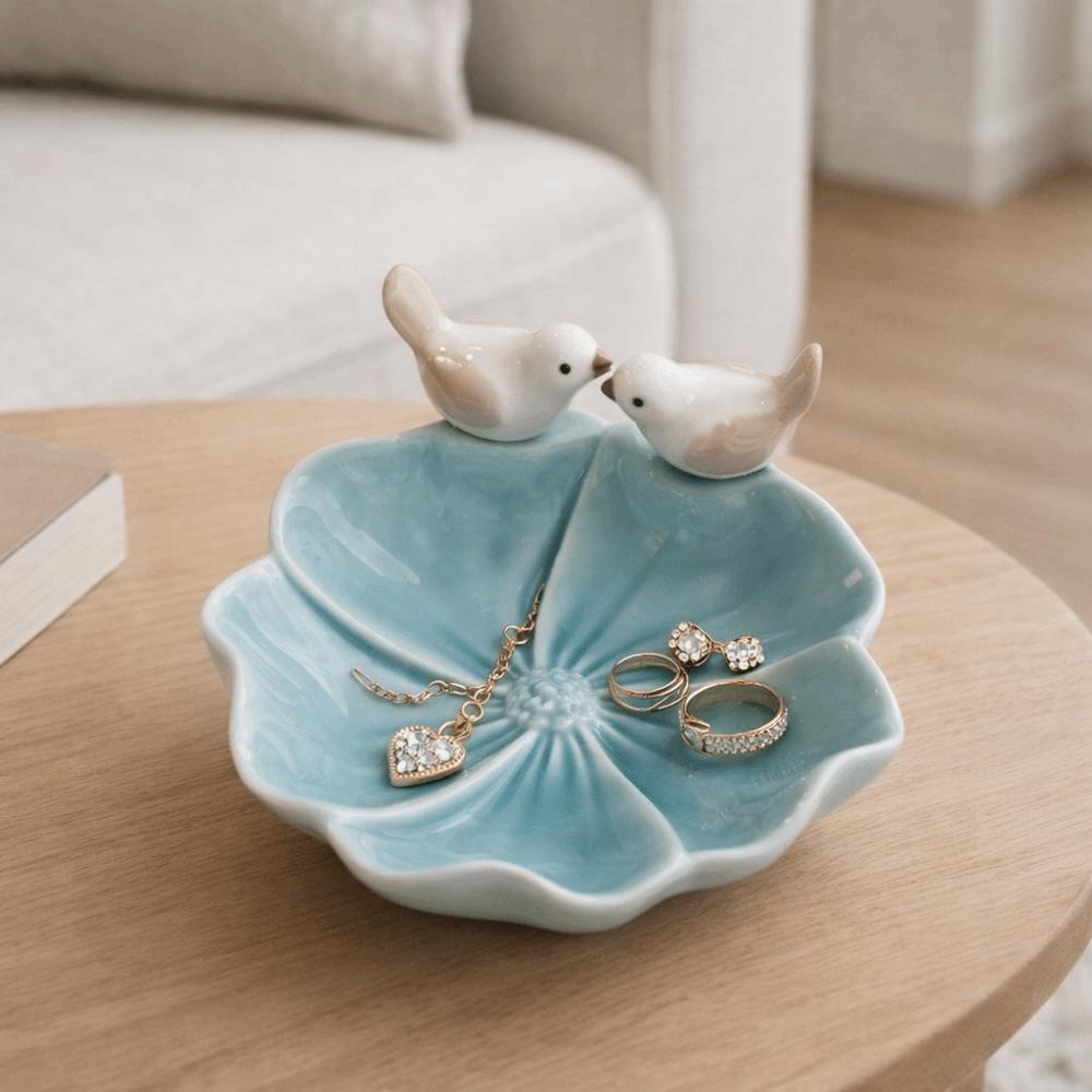 Cute Bird Shaped Pastry Plate Floral Home Storage Dish Decorative Tea Snack Fruit Tray Bedroom
