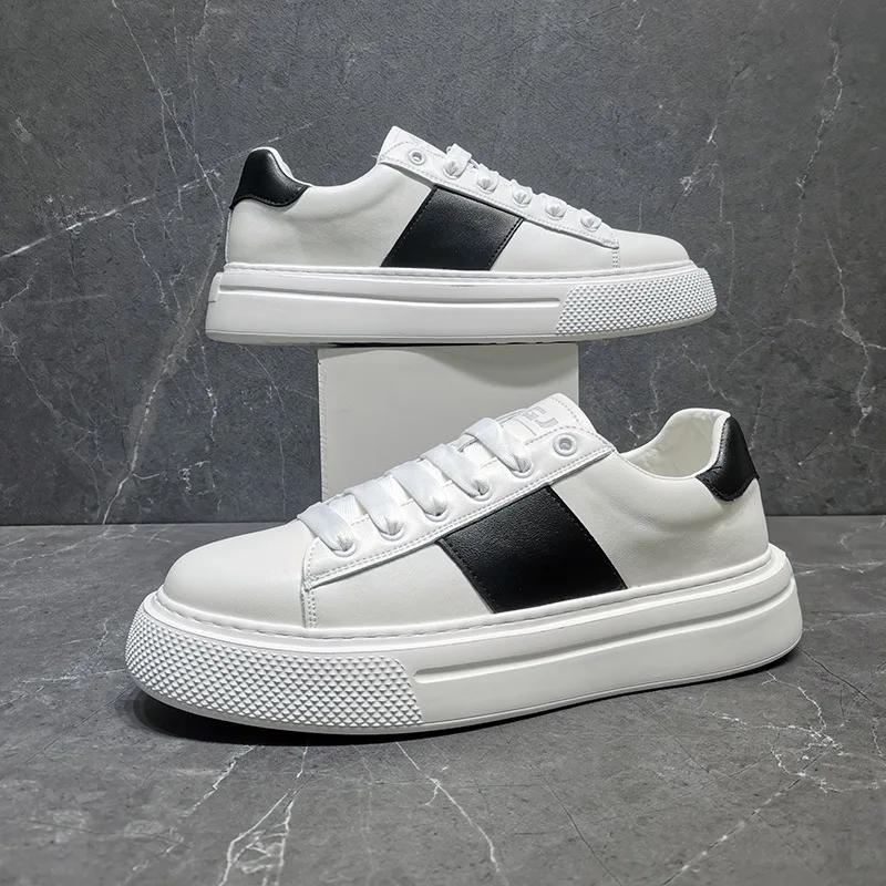 Fashion New Platform Leather Sneakers for Men Designer Casual Men's Luxury Board Shoes Fashion Spring Autumn Sports Zapatos Hombre