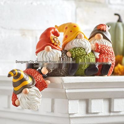 Weihnachtswichtel und Bär Harz-Ornament für Regal oder Schreibtisch