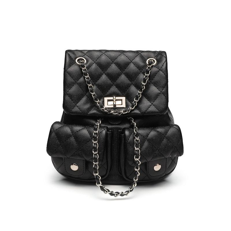 Small-scale Design Diamond-patterned Chain Shoulder Bag - Large Capacity, Fashionable Student and Casual Backpack