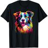 Watercolor Colorful Border Collie Dog T-Shirt