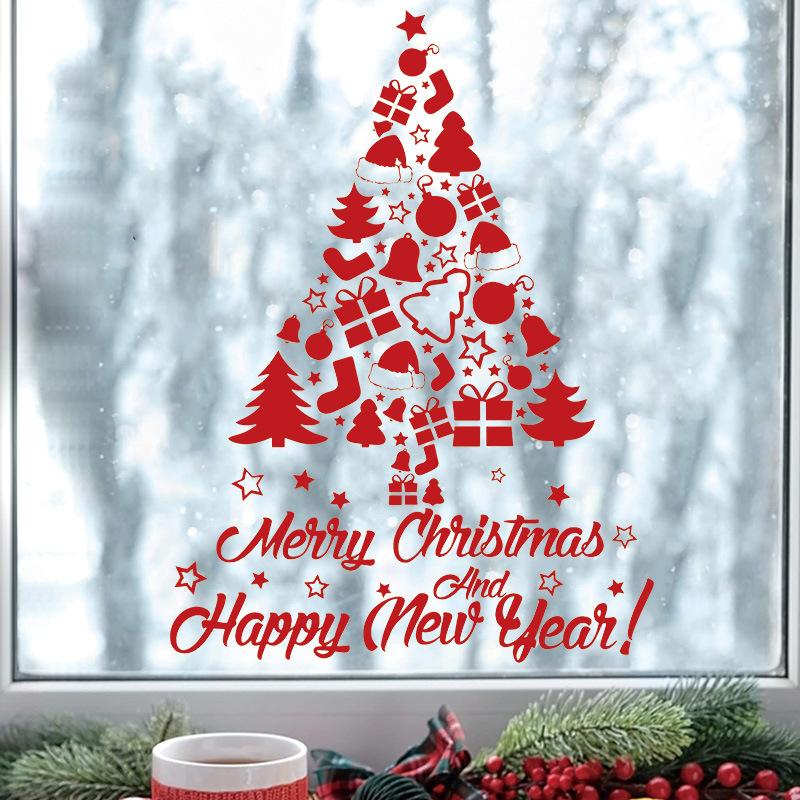 Christmas Decorations, Letters, Christmas Trees, Living Room Walls, Home Stickers, Self-adhesive Holiday Atmosphere, Window Stickers