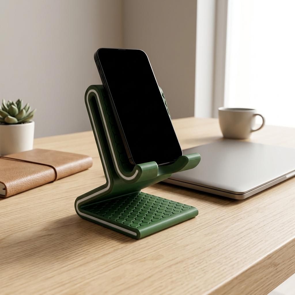 3D Printed Universal Phone Tablet Stand Durable Engineering Plastic Adjustable Angle Portable Compact