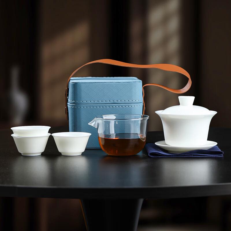 Suet Jade Porcelain Kung Fu Travel Tea Set