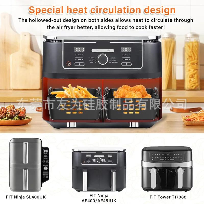 New Air Fryer Silicone Liners for Ninja SL400 SL401 Double Stack XL Basket Reusable Air Fryer Baking Tray Airfryer Parts LIJIAO