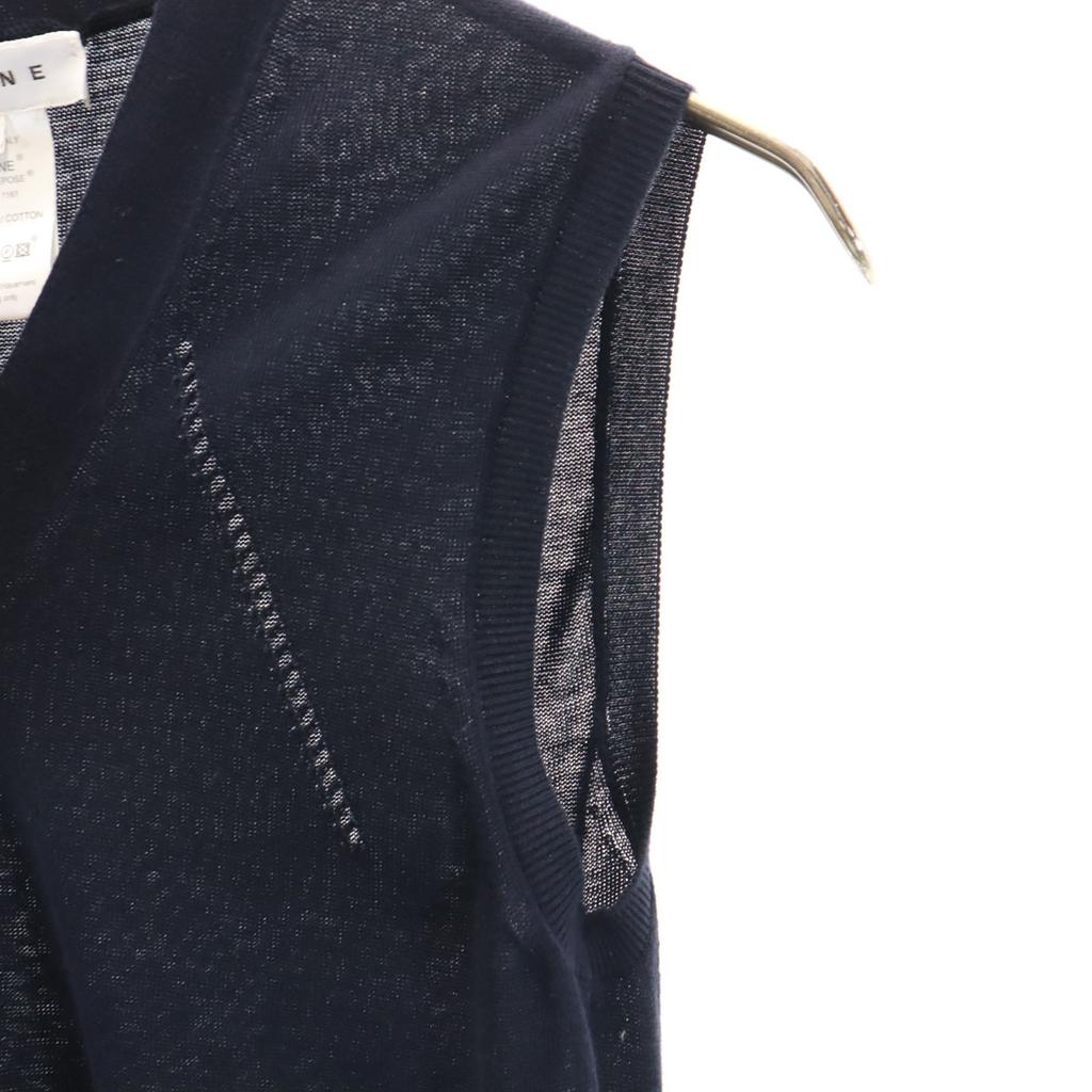 CELINE made in Italy Short sleeve V neck Knit vest M Navy Women Used