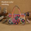 Johnature Borsa da Donna in Vera Pelle Retro Splicing Colore Casuale Borsa a Mano Versatile Morbida Pelle di Mucca Borsa a Spalla