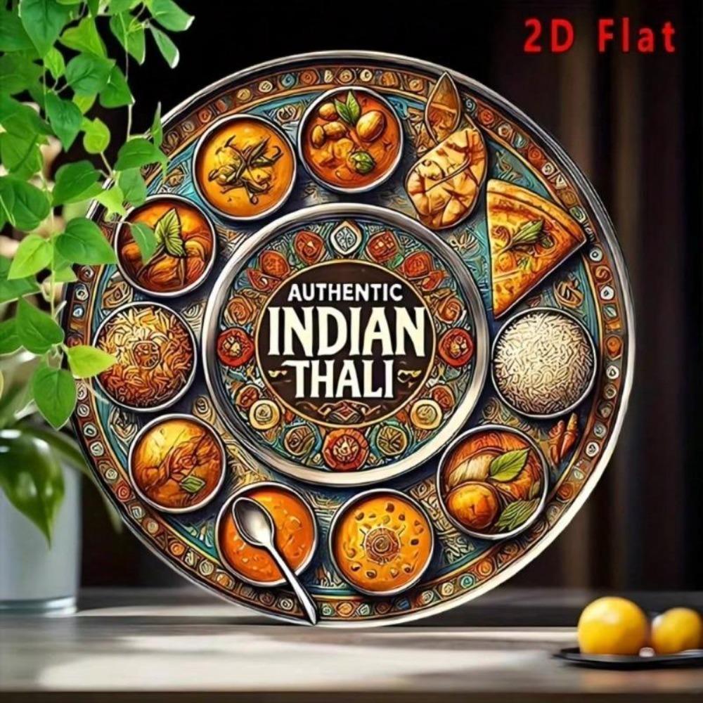 Vintage Indian Thali Aluminum Metal Wall Art Rustic Traditional Food Decor