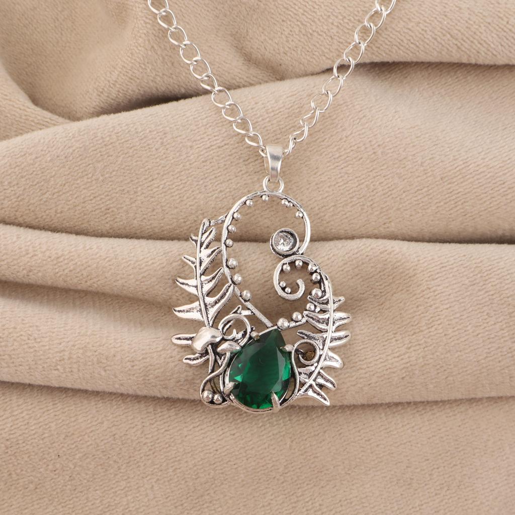 Piedra Preciosa Diópsido de Cromo Plata de Ley 925 Colgante para Fiesta 1.8" Joyería para Mujer CP-42-3