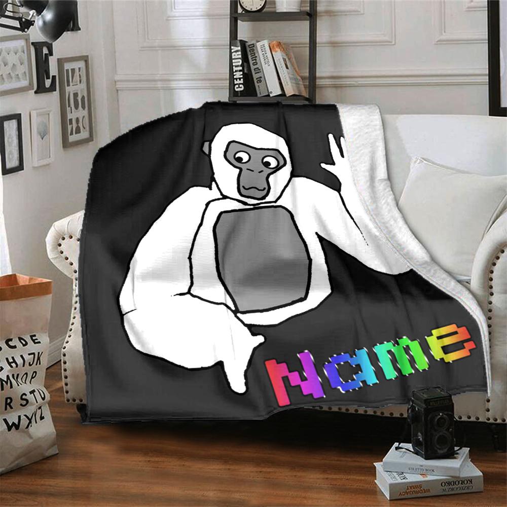 Custom Name Gorilla Party Celebration Party Blanket For Couch Bed Plush Cozy Fuzzy Blanket Super Soft Warm Blankets For Fall And Winter 091696
