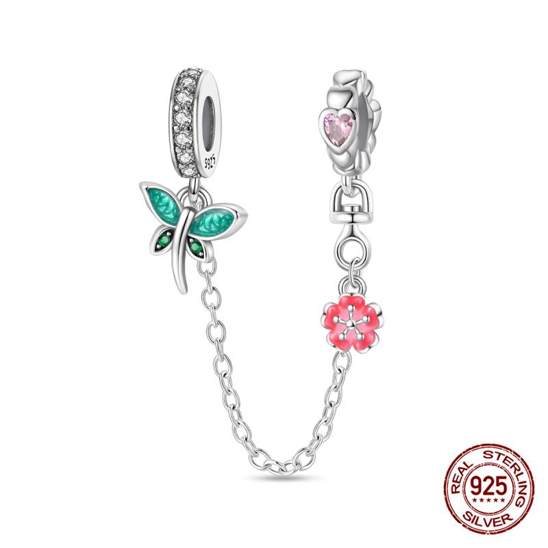 Original 100% 925 Silver Star Moon Safety Chain Fit 925 Original Bracelet & 3mm Bracelet DIY Jewelry Making Women Gift