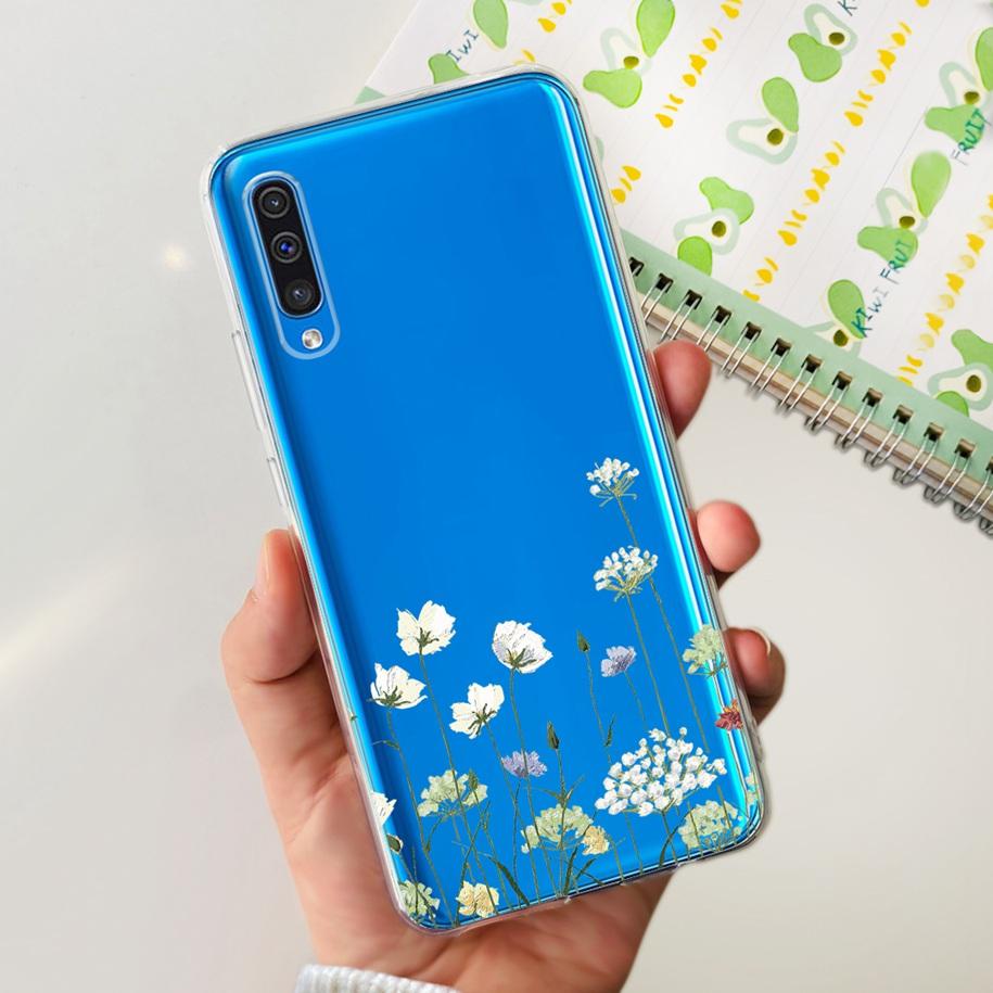 For Cover Samsung Galaxy A50 Phone Case Luxury Marble Flower Transparent Soft Bumper For Samsung A50S A30S A307F A507F A 50 Capa