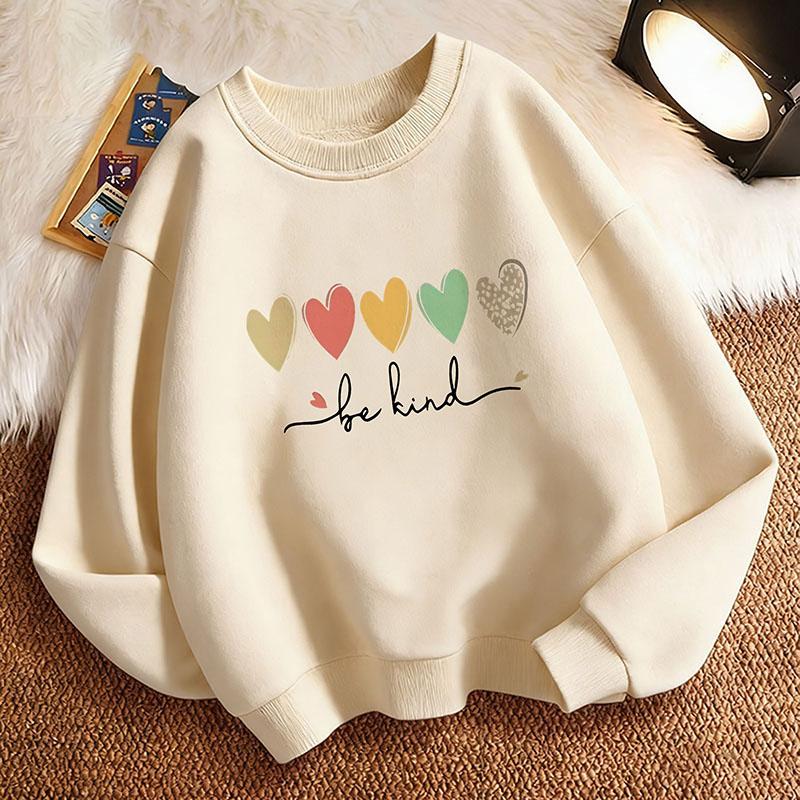 Be Kind Love Heart Colorful Children's Hoodie Sweatshirt Cute Harajuku Hoody Pullover Boys Girls Spring Casual Hoodies