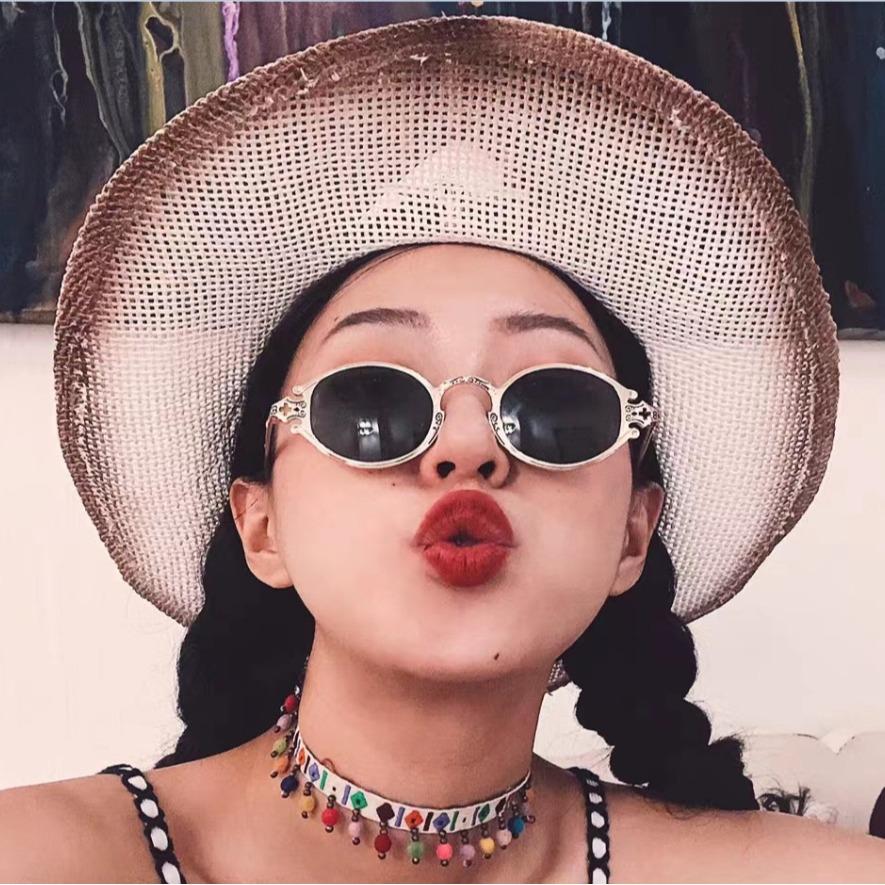 Vintage Punk Style Sunglasses Men Retro Elliptical Metal Frame Women Sun Glasses Fashion Eyewear
