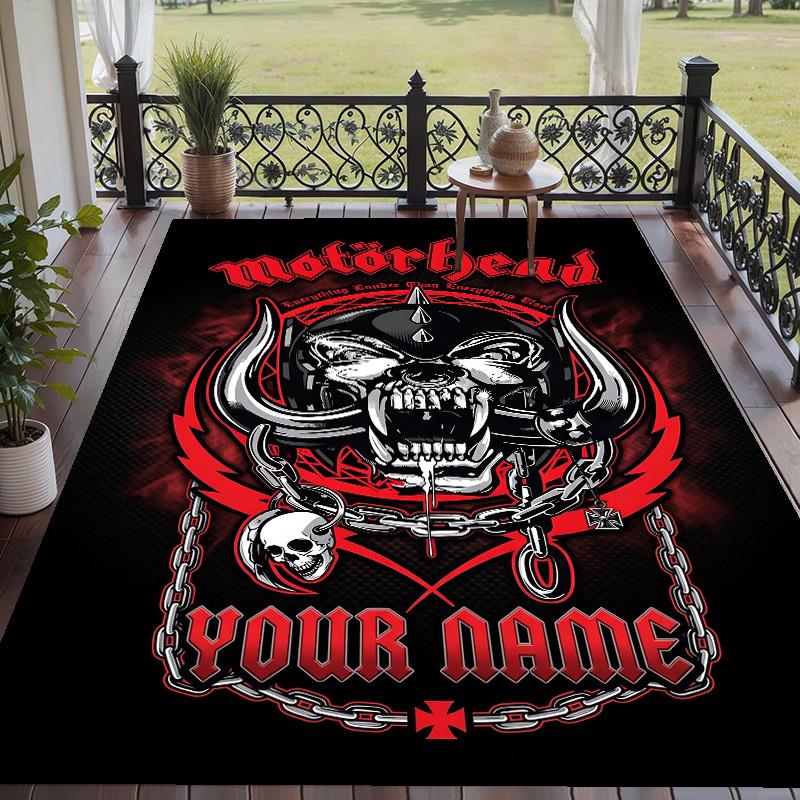 Custom Text Printed Rug Motorhead Non Slip Floor Carpet For Home Room Decor