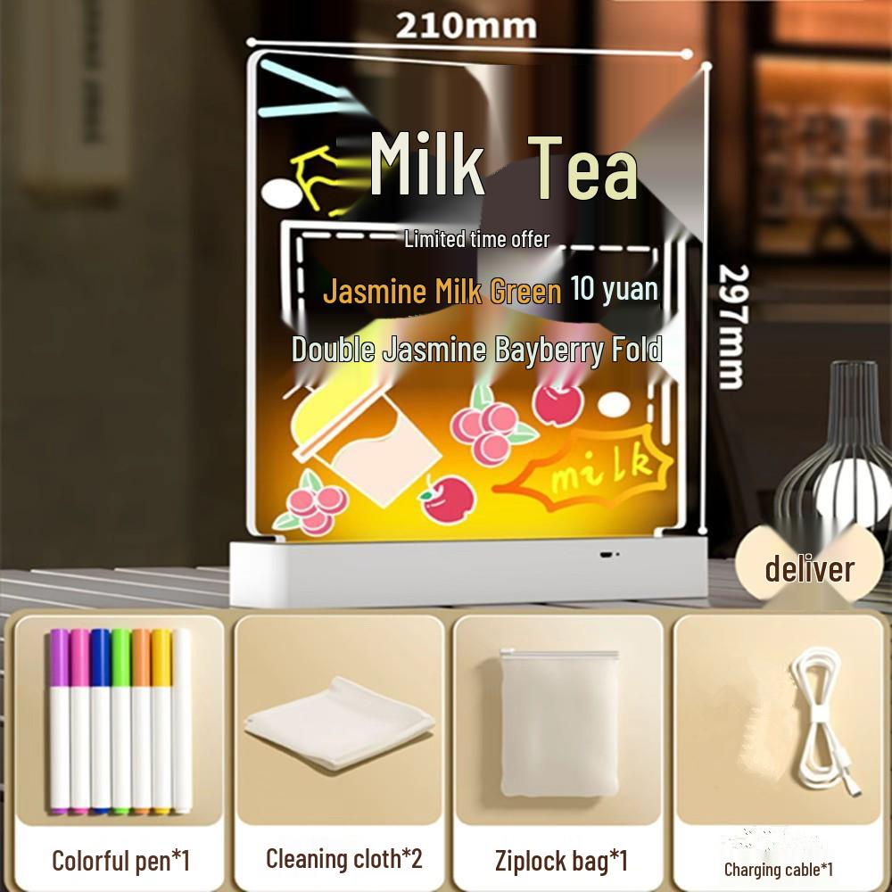 Erasable Fluorescent Acrylic Desktop Blackboard with Light