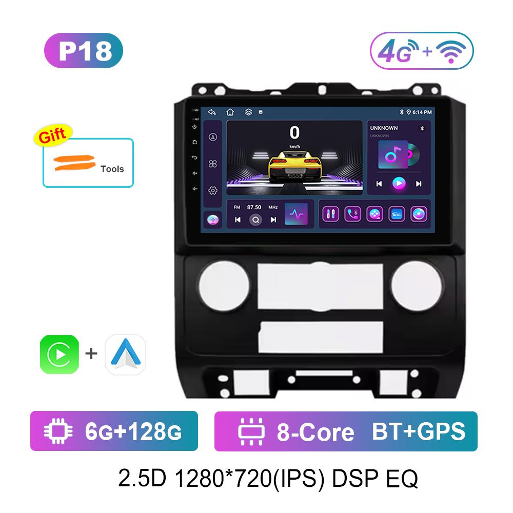 9 '' Car Video Multimedia Player DSP Stereo for Ford Escape 2007 - 2012 Carplay Android OS WiFi GPS 4G Bluetooth Split Screen