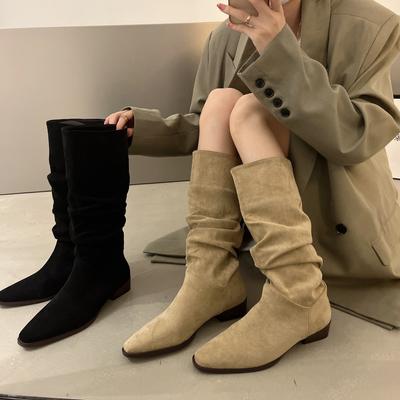 Martin Boots Women's Niche Pile Knight Boots Chelsea Cowboy Boots Popular Cool Boots Single Boots Long Boots