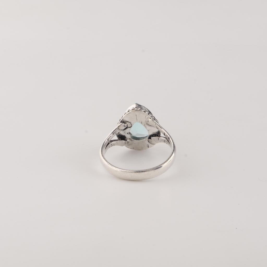 Sky Blue Topaz Gemstone 925 Sterling Silver Women Jewelry Designer Engagement Ring RR-85-7
