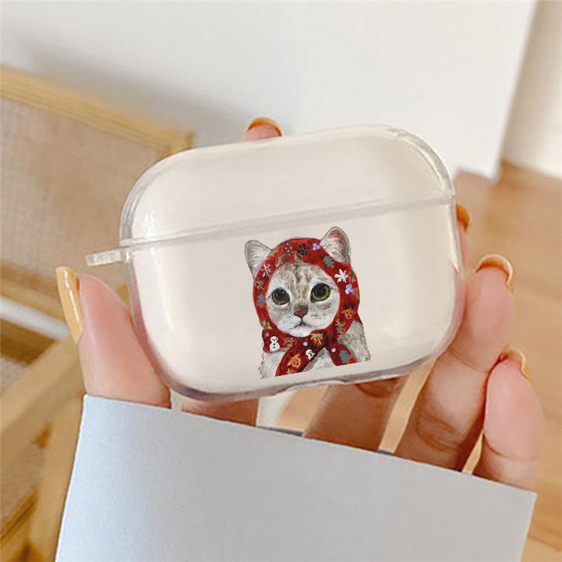INS Cartoon Oil Painting Cat Earphone Case For Apple AirPods 4 3 2 1 Pro2 Soft Clear Headphone Cover For Airpods 4 Lover Funda