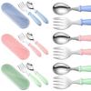 Toddler Utensils, Toddler Forks and Spoons Stainless Steel Baby Utensils Baby Silverware Set with Storage Box Safe Dining