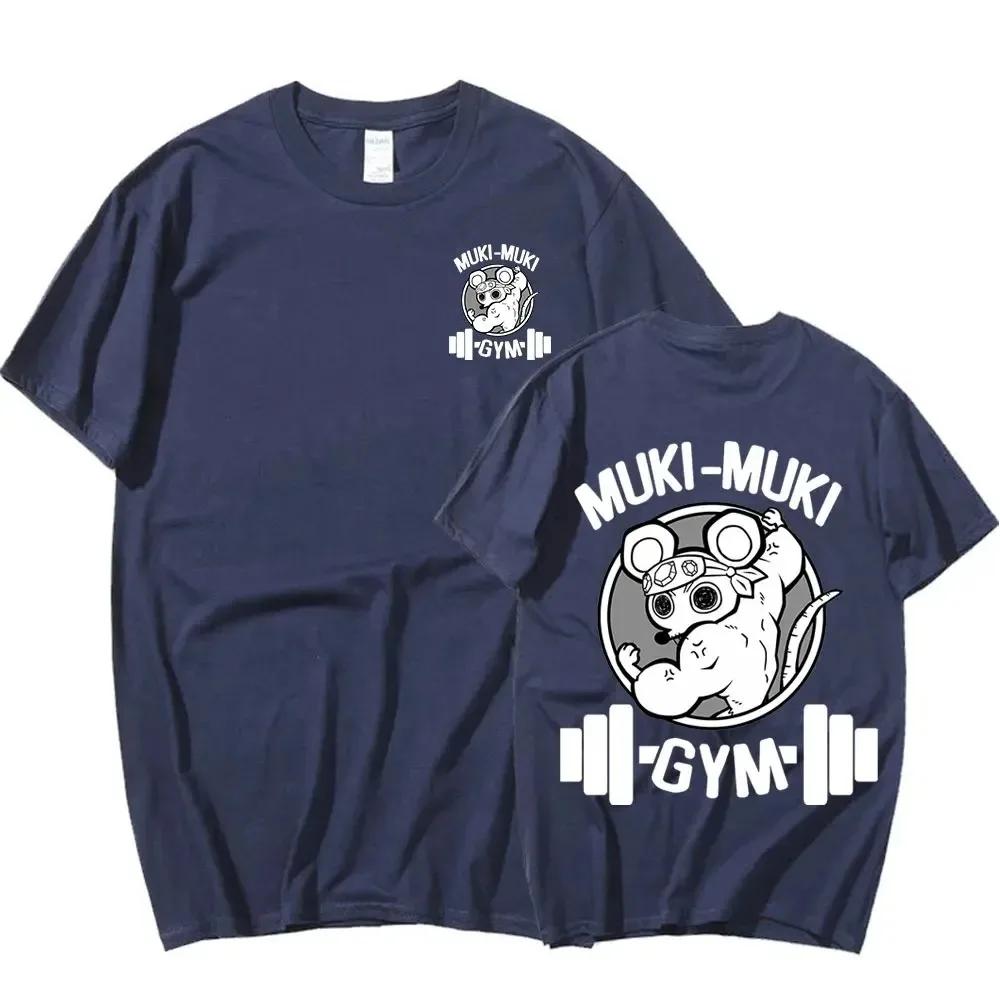Japanese Anime Demon Uzui Tengen Print T-shirt Funny Ninja Mice Muki Muki Gym T Shirt Muscular Mouse Cotton Oversized T Shirts