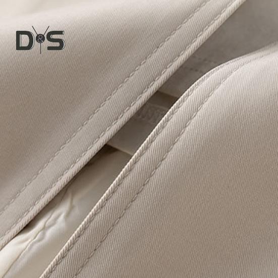 Women Fall Spring Coat Slim Fit Single-breasted Solid Color Turn-down Collar Pockets Mid Length Korean Style Overcoat Outdoor Jacket