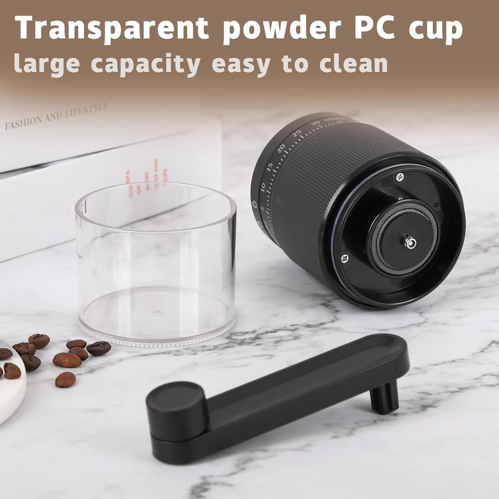 Protable Manual Coffee Grinder - 95 Ceramic Burr Adjustable Coarse to Fine 30g Beans & 80ml Powder Detachable Handle