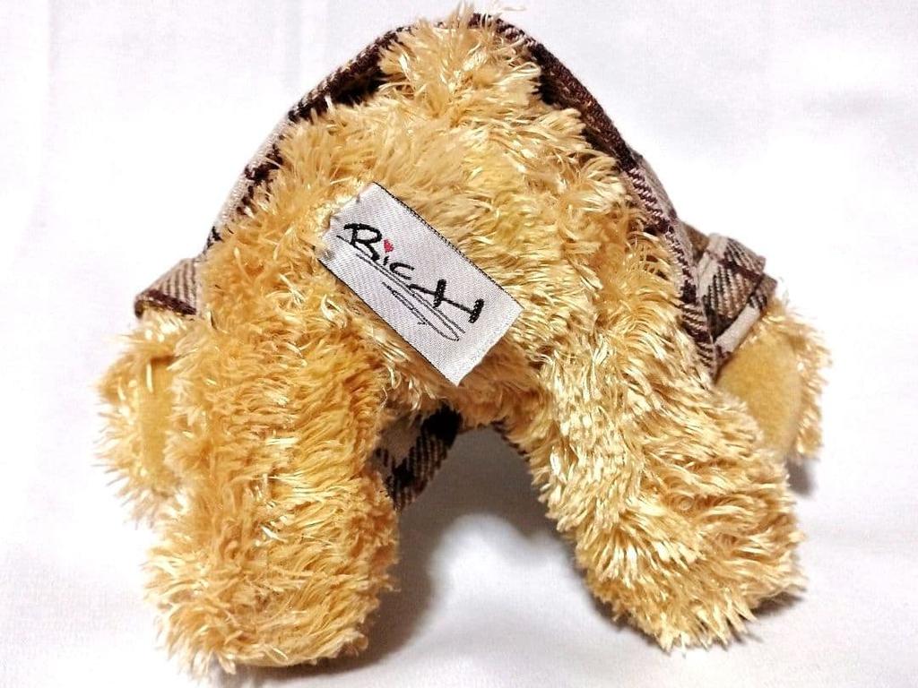 [USED] Color Rich Teddy Bear Plush Checkered Coat Vintage