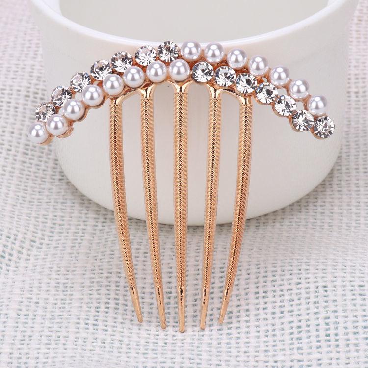 Korean Pearl Crystal Hairpin - Simple Updo Clip