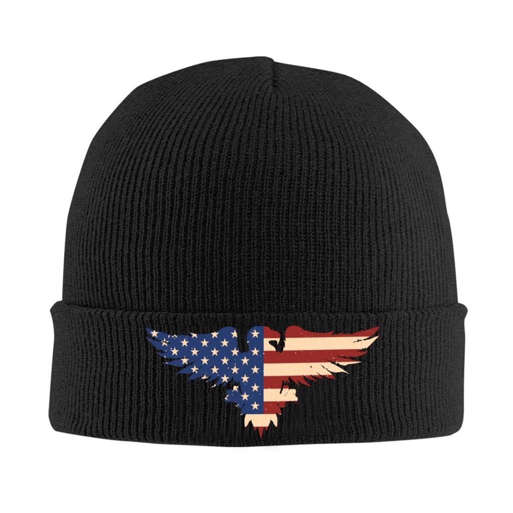 American Eagle Print Beanie Vintage Graphic Knit Hat Retro Streetwear Soft Warm for Unisex Women Elastic Cap Skullie Beanies Winter