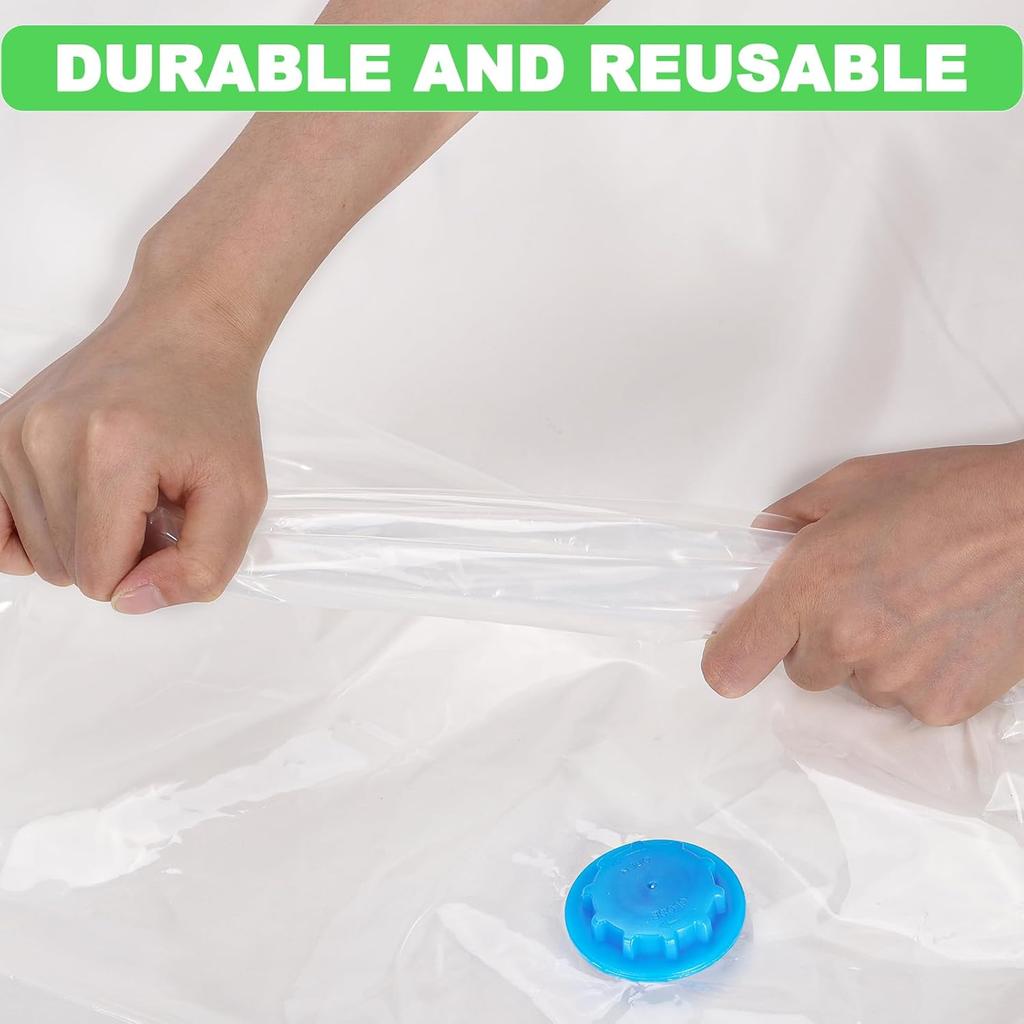 Vacuum Storage Bags with Hand Pump, Large Vacuum Seal Bags for Clothing Organizer Space Saver Bag for Travel Lugggage, Blankets