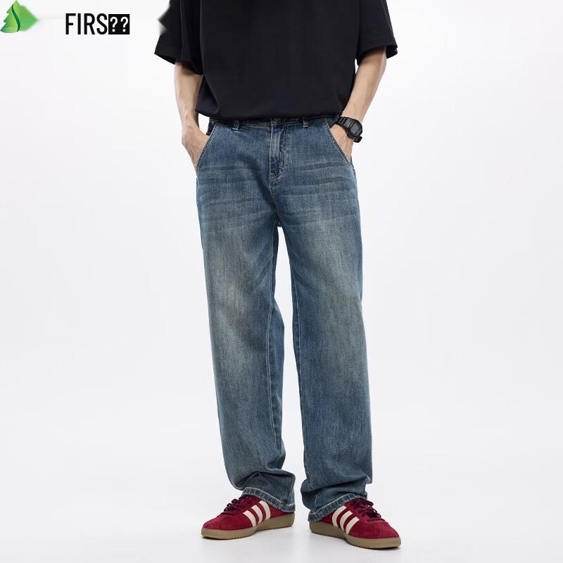 FIRS Men s Summer Relaxed Straight-Leg Cotton Jeans 28 ретро синий