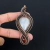 Rainbow Moonstone, Amber Handmade Copper Wire Wrap Pendant 3.74 S7a17
