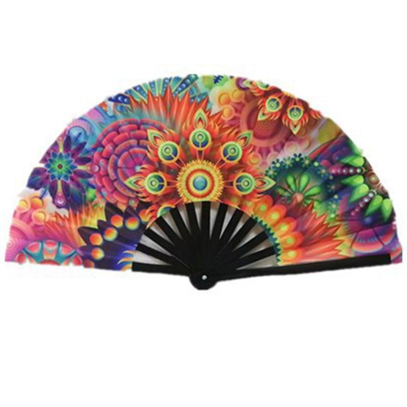 

Ручной складной веер для рейва, танцевальный музыкальный веер, фестивальный веер, градиентный светоотражающий флуоресцентный веер, светящийся в темноте веер